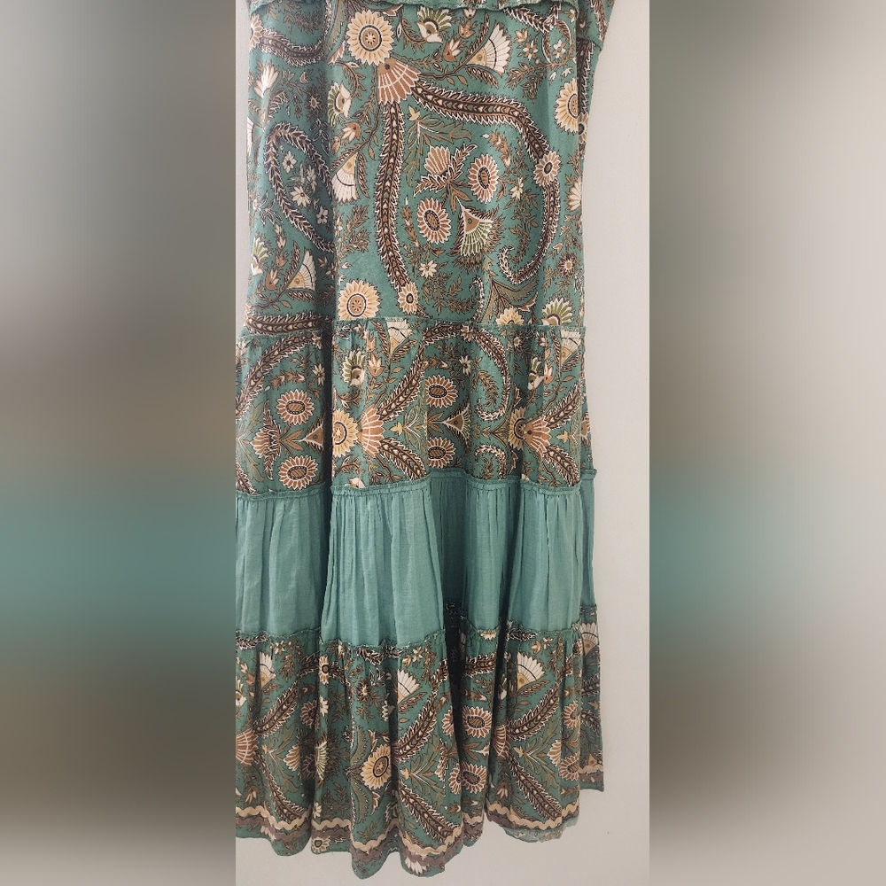 Vasna Desire Bohemian Green Patterned Dress, Size Medium, Cotton. - Picture 9 of 14